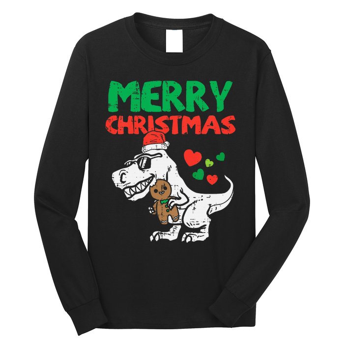 Merry Christmas Trex Dino Pajamas Long Sleeve Shirt