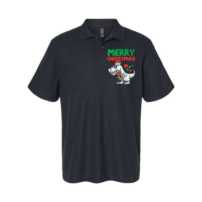 Merry Christmas Trex Dino Pajamas Softstyle Adult Sport Polo