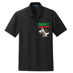 Merry Christmas Trex Dino Pajamas Dry Zone Grid Polo