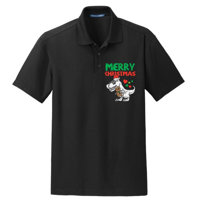 Merry Christmas Trex Dino Pajamas Dry Zone Grid Polo