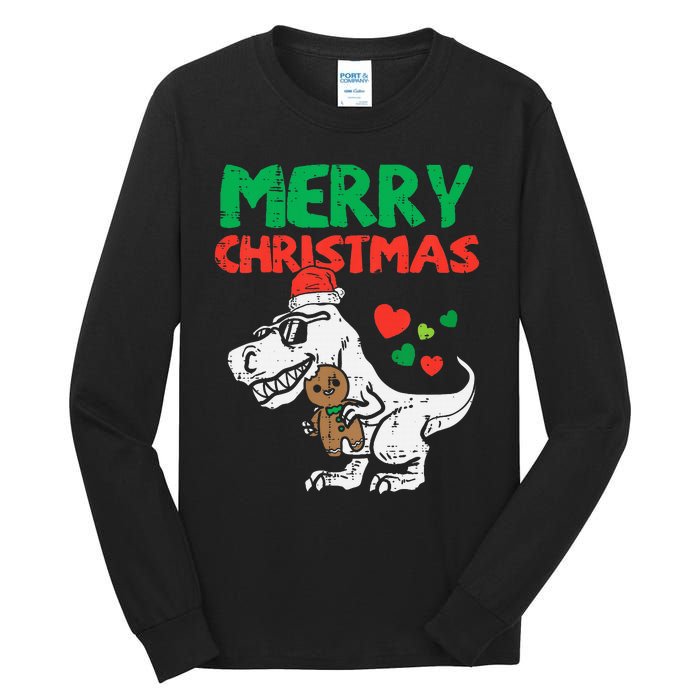 Merry Christmas Trex Dino Pajamas Tall Long Sleeve T-Shirt