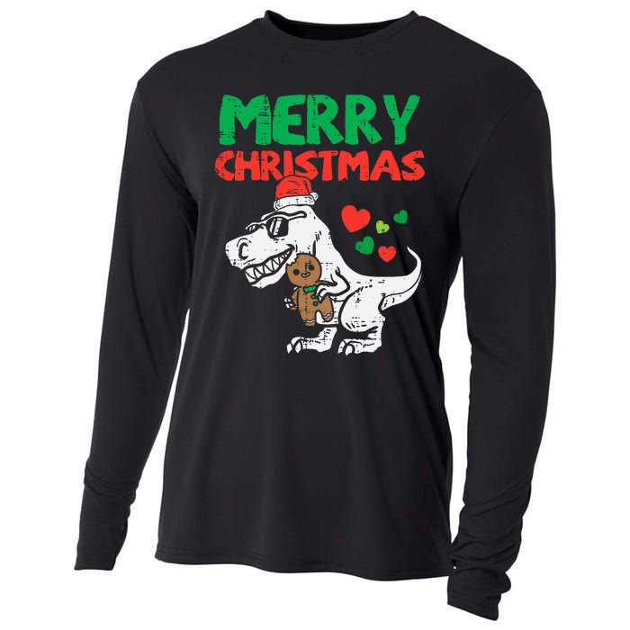 Merry Christmas Trex Dino Pajamas Cooling Performance Long Sleeve Crew