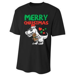 Merry Christmas Trex Dino Pajamas Performance Sprint T-Shirt