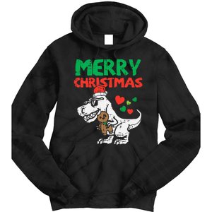 Merry Christmas Trex Dino Pajamas Tie Dye Hoodie