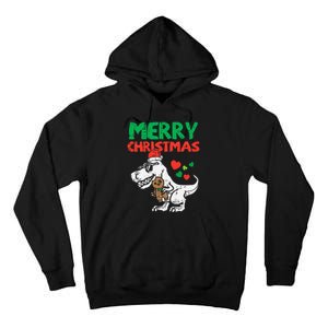 Merry Christmas Trex Dino Pajamas Tall Hoodie