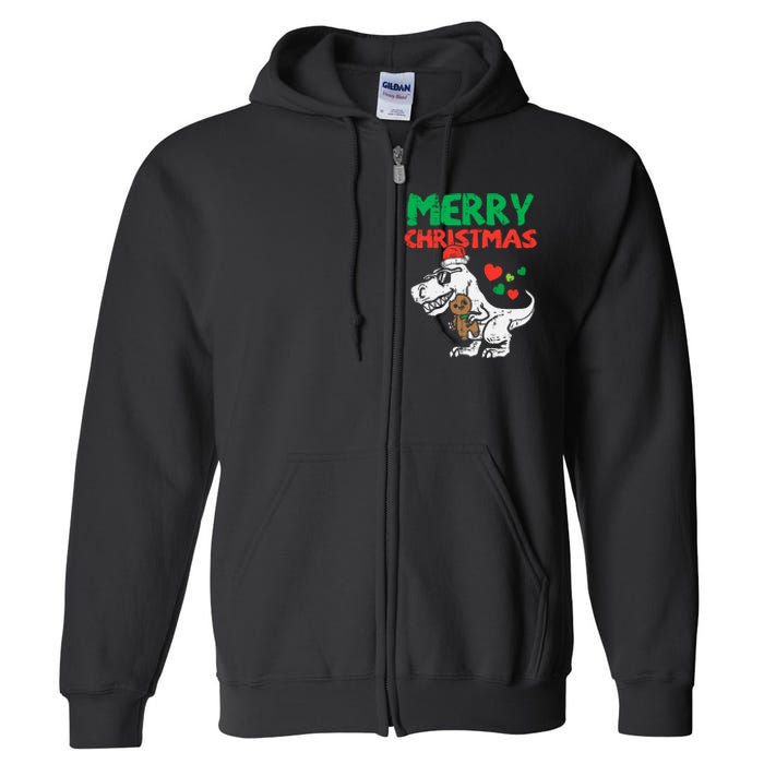 Merry Christmas Trex Dino Pajamas Full Zip Hoodie