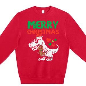 Merry Christmas Trex Dino Pajamas Premium Crewneck Sweatshirt