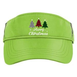 Merry Christmas Tree Xmas Buffalo Plaid Red White Green  Adult Drive Performance Visor