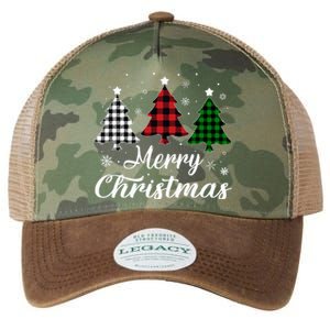 Merry Christmas Tree Xmas Buffalo Plaid Red White Green  Legacy Tie Dye Trucker Hat