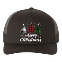 Merry Christmas Tree Xmas Buffalo Plaid Red White Green  Yupoong Adult 5-Panel Trucker Hat