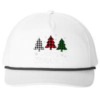 Merry Christmas Tree Xmas Buffalo Plaid Red White Green  Snapback Five-Panel Rope Hat