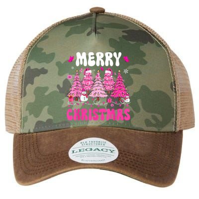 Merry Christmas Trees Pink Leopard Buffalo Plaid Legacy Tie Dye Trucker Hat
