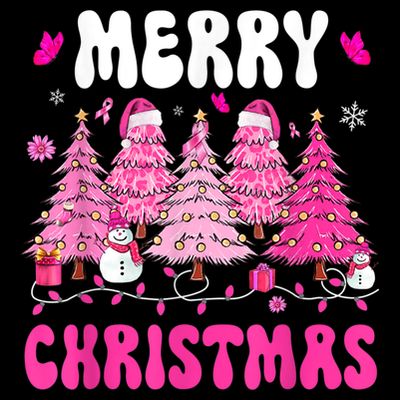 Merry Christmas Trees Pink Leopard Buffalo Plaid T-Shirt