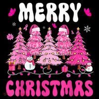 Merry Christmas Trees Pink Leopard Buffalo Plaid Tall T-Shirt