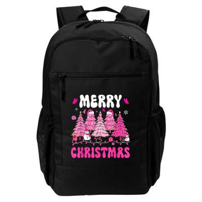 Merry Christmas Trees Pink Leopard Buffalo Plaid Backpack