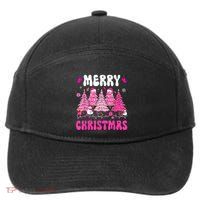 Merry Christmas Trees Pink Leopard Buffalo Plaid 7-Panel Snapback Hat