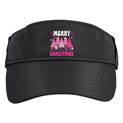 Merry Christmas Trees Pink Leopard Buffalo Plaid Adult Drive Performance Visor