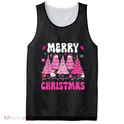 Merry Christmas Trees Pink Leopard Buffalo Plaid Mesh Reversible Basketball Jersey Tank