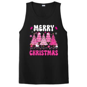 Merry Christmas Trees Pink Leopard Buffalo Plaid PosiCharge Competitor Tank