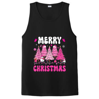 Merry Christmas Trees Pink Leopard Buffalo Plaid PosiCharge Competitor Tank
