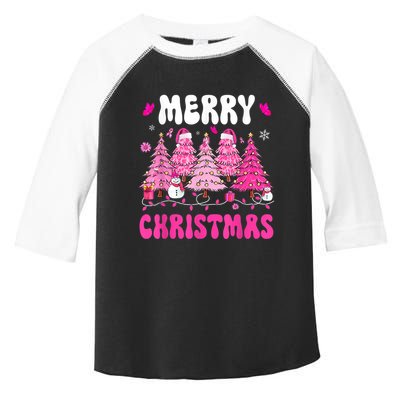 Merry Christmas Trees Pink Leopard Buffalo Plaid Toddler Fine Jersey T-Shirt