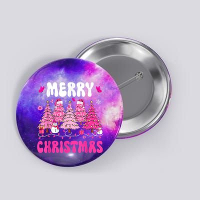 Merry Christmas Trees Pink Leopard Buffalo Plaid Button