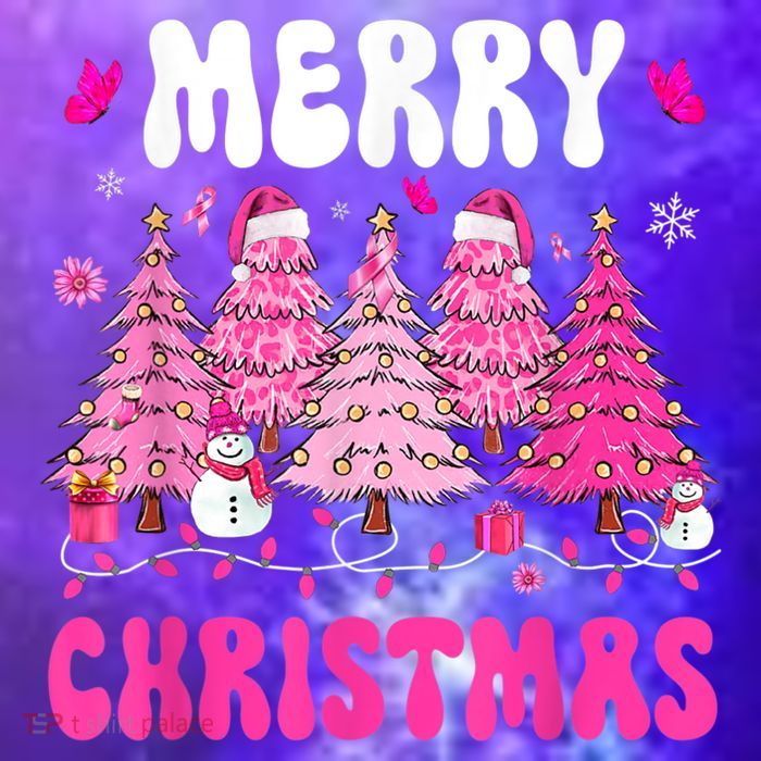 Merry Christmas Trees Pink Leopard Buffalo Plaid Button