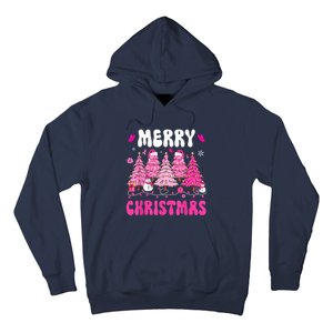 Merry Christmas Trees Pink Leopard Buffalo Plaid Hoodie