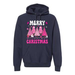 Merry Christmas Trees Pink Leopard Buffalo Plaid Premium Hoodie