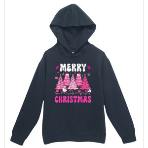 Merry Christmas Trees Pink Leopard Buffalo Plaid Urban Pullover Hoodie