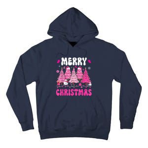 Merry Christmas Trees Pink Leopard Buffalo Plaid Tall Hoodie