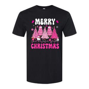 Merry Christmas Trees Pink Leopard Buffalo Plaid Softstyle CVC T-Shirt