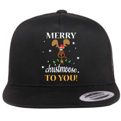 Merry Christmoose To You Moose Lovers Christmas Gift Flat Bill Trucker Hat