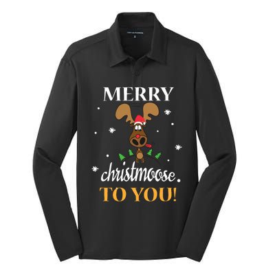 Merry Christmoose To You Moose Lovers Christmas Gift Silk Touch Performance Long Sleeve Polo