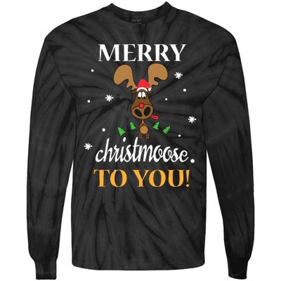 Merry Christmoose To You Moose Lovers Christmas Gift Tie-Dye Long Sleeve Shirt