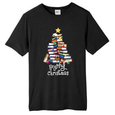 Merry Christmas Tree Love Reading Books Librarian Nerd Tall Fusion ChromaSoft Performance T-Shirt