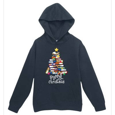 Merry Christmas Tree Love Reading Books Librarian Nerd Urban Pullover Hoodie