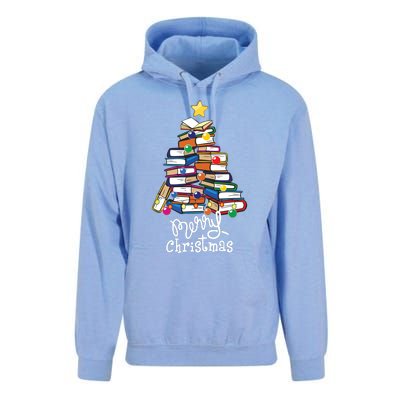 Merry Christmas Tree Love Reading Books Librarian Nerd Unisex Surf Hoodie