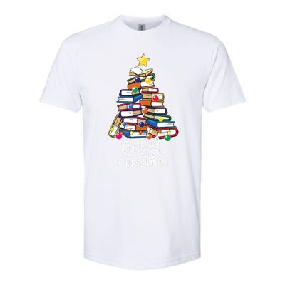 Merry Christmas Tree Love Reading Books Librarian Nerd Softstyle CVC T-Shirt