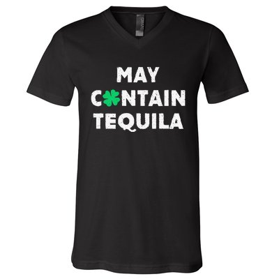 May Contain Tequila Irish Whiskey Lover Drinking V-Neck T-Shirt