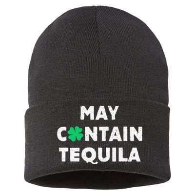 May Contain Tequila Irish Whiskey Lover Drinking Sustainable Knit Beanie