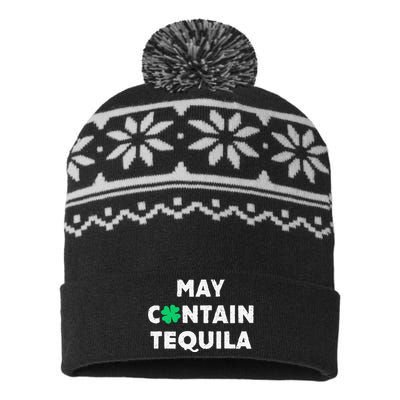 May Contain Tequila Irish Whiskey Lover Drinking USA-Made Snowflake Beanie