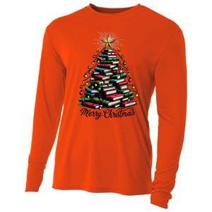 Merry Christmas Tree Love Reading Books Librarian Women Cooling Performance Long Sleeve Crew