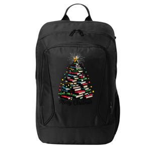 Merry Christmas Tree Love Reading Books Librarian Women City Backpack