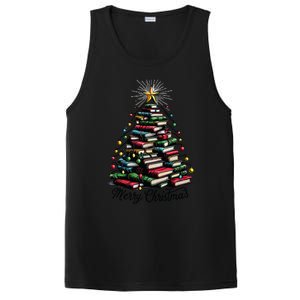 Merry Christmas Tree Love Reading Books Librarian Women PosiCharge Competitor Tank