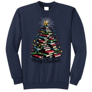 Merry Christmas Tree Love Reading Books Librarian Women Sweatshirt