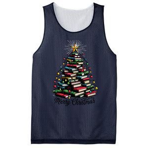 Merry Christmas Tree Love Reading Books Librarian Women Mesh Reversible Basketball Jersey Tank