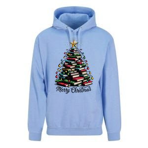 Merry Christmas Tree Love Reading Books Librarian Women Unisex Surf Hoodie