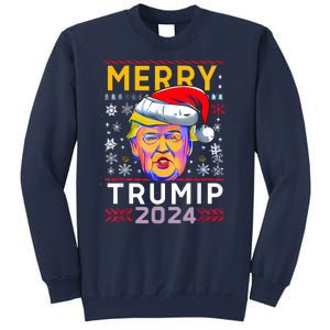 Merry Christmas Trump 2024 Mugshot Ugly Funny Pro Trump Sweatshirt