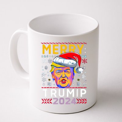 Merry Christmas Trump 2024 Mugshot Ugly Funny Pro Trump Coffee Mug